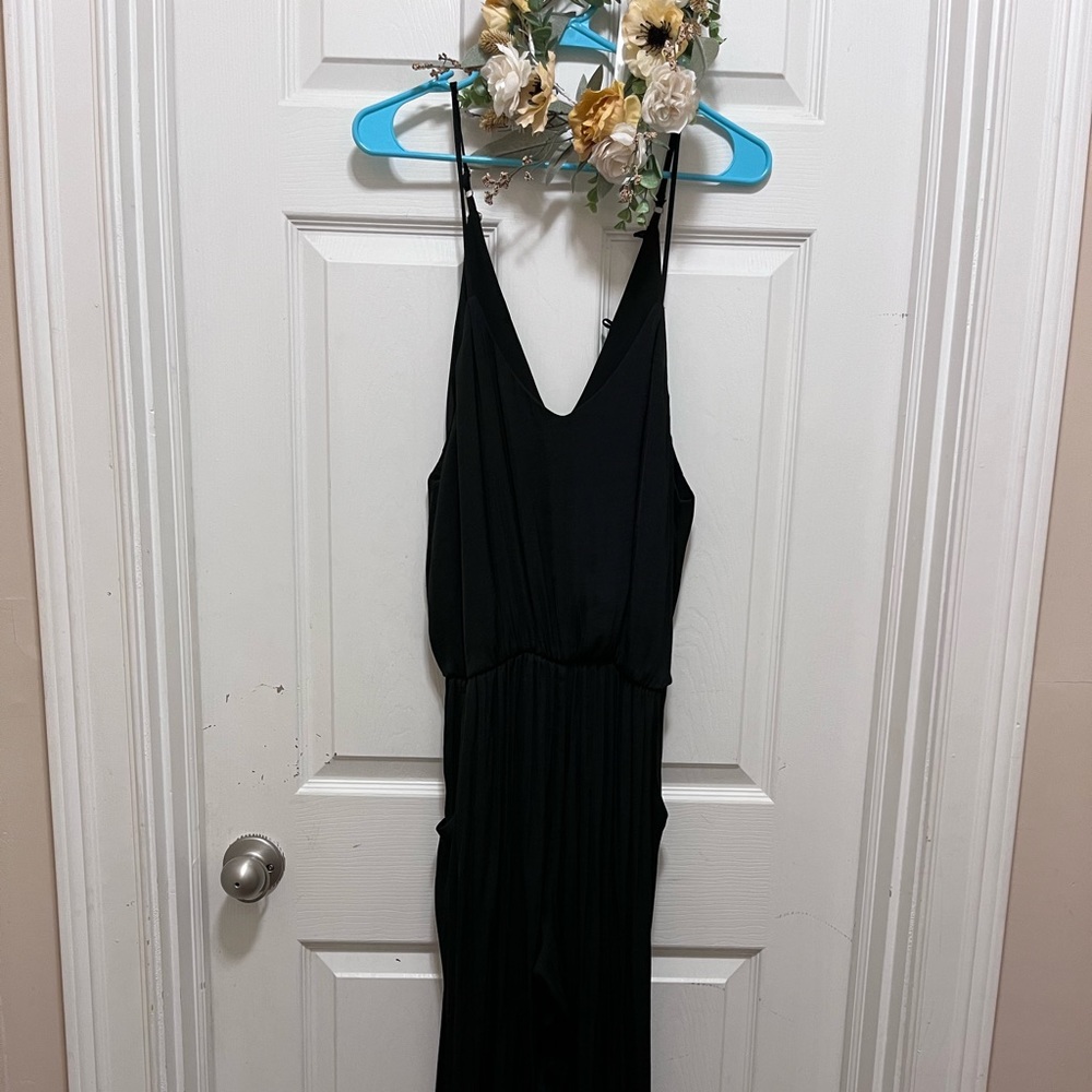 Black Satin Cropped Wide Leg Jumpsuit